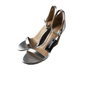 Express Slingback Wedge Heels*Size 10*Silver*Open-toed Shoes *  Retails $50* NWT